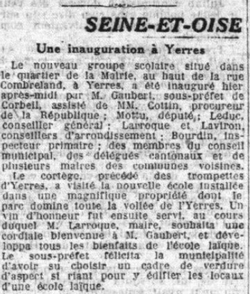 Inauguration Ecole 1930